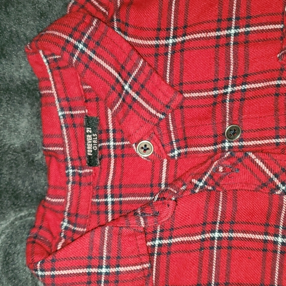 Girls Forever 21 red flannel long-sleeve - Picture 2 of 7